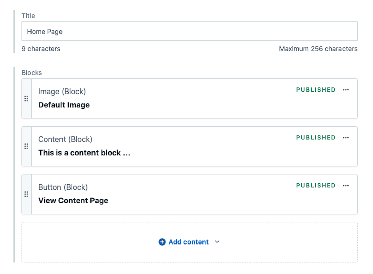 Screenshot from Contentful component blocks