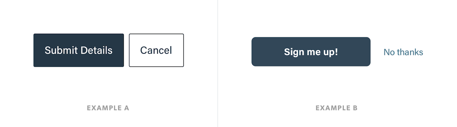 Example of two similar button configurations