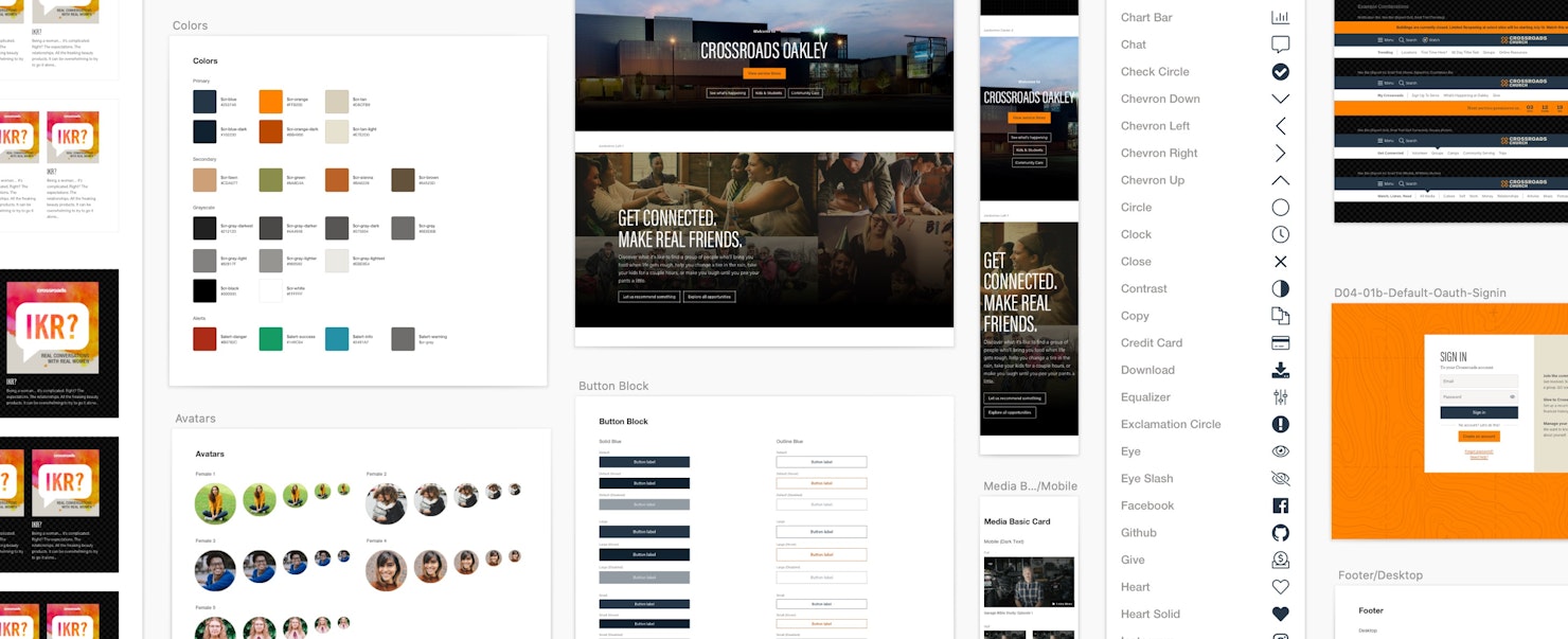 A cross section of a design system created for Crossroads