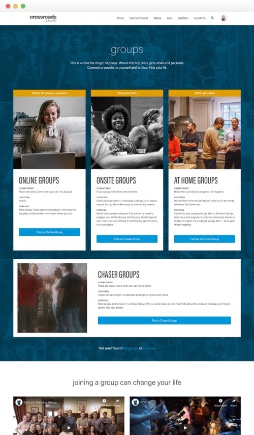 Crossroads Groups Landing Page