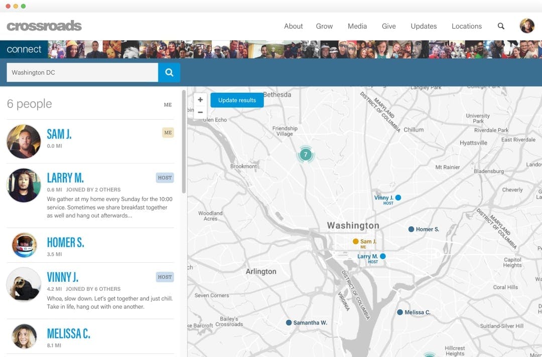 Crossroads Finder - Map view