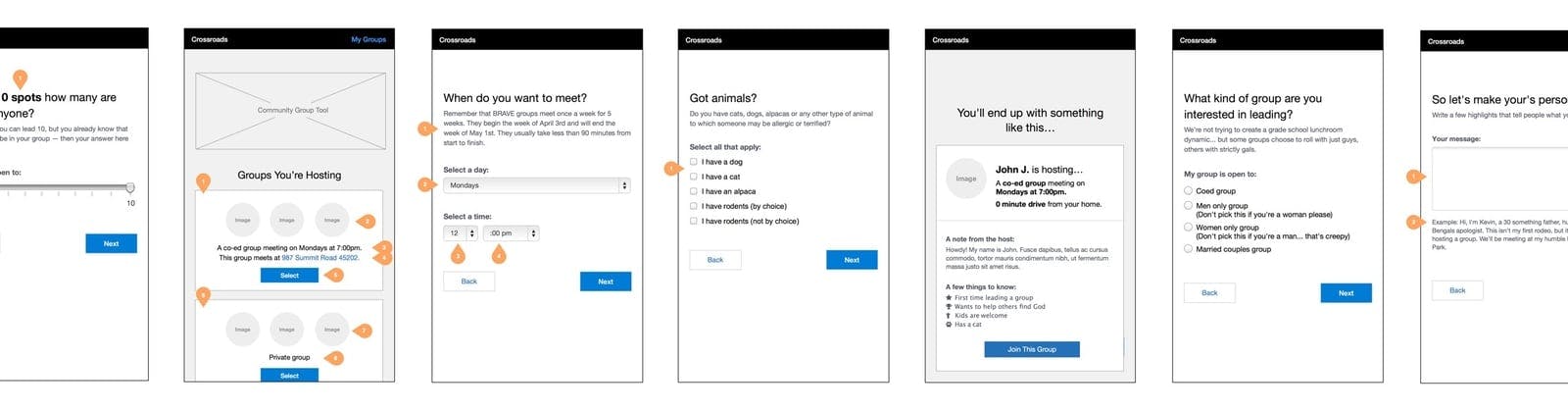 Small Group Concierge - Wireframes