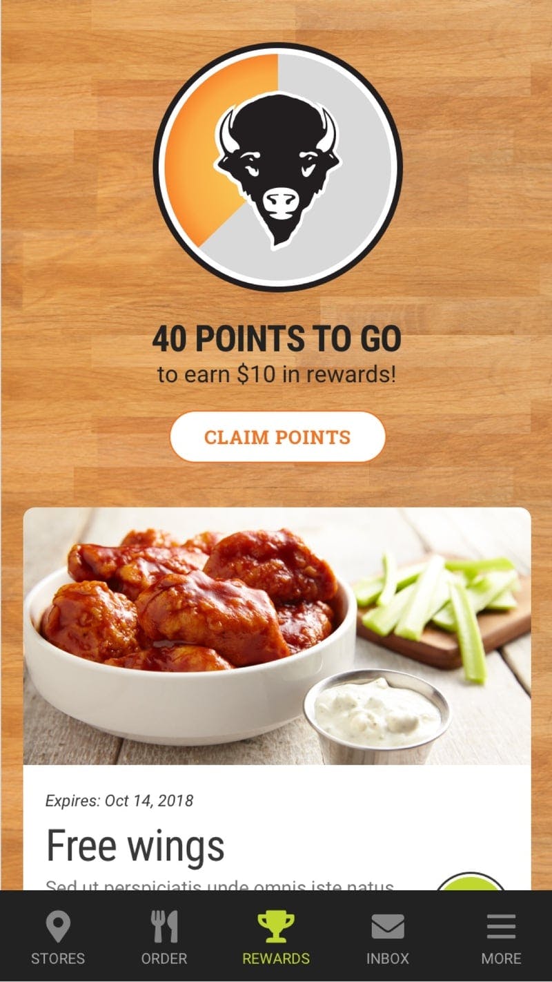 Screenshot of BWR Rewards App