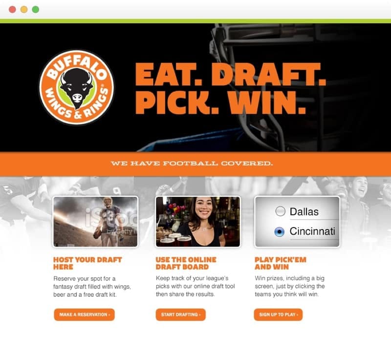 Fantasy Football Promo for Buffalo Wings & Rings