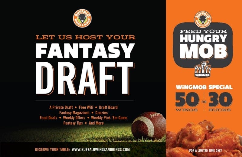 Fantasy Football Promo for Buffalo Wings & Rings
