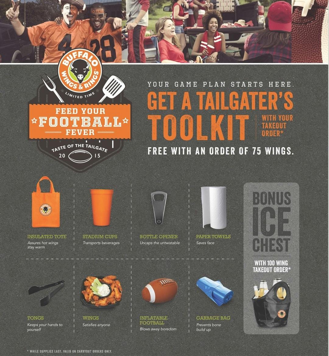 Creative for Buffalo Wings & Rings Tailgate Promo