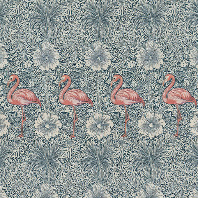 Arts and Crafts flamingo pattern swatch