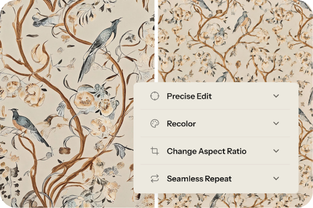 Image of two patterns with four editing options listed