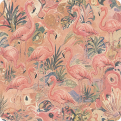 Archival Hand Marbled flamingo pattern
