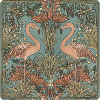 Art Nouveau flamingo pattern