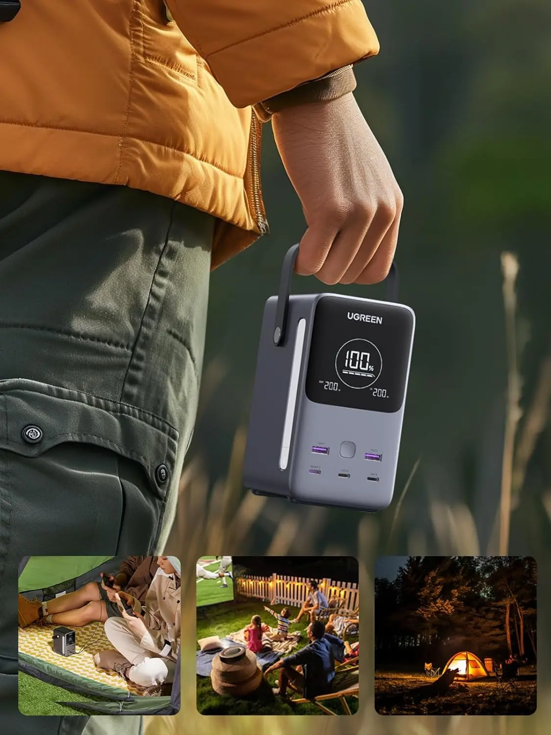 UGREEN 300W 48,000mAh Portable Charger Power Bank with Smart Digital Display, Lighting and SOS Mode, 153Wh 5 Ports USB C Battery Pack photo 7