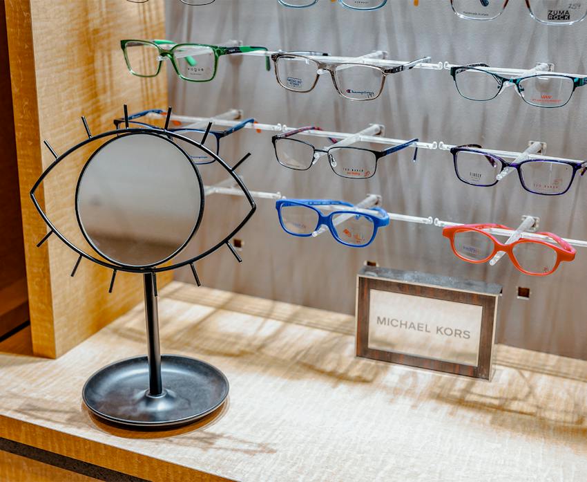 Glasses on display