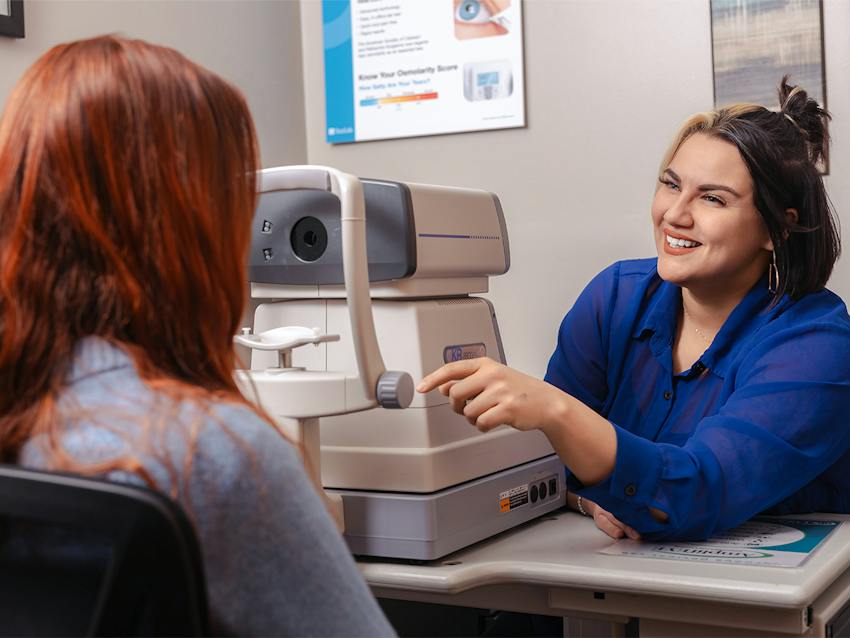 Woman and doctor smiling