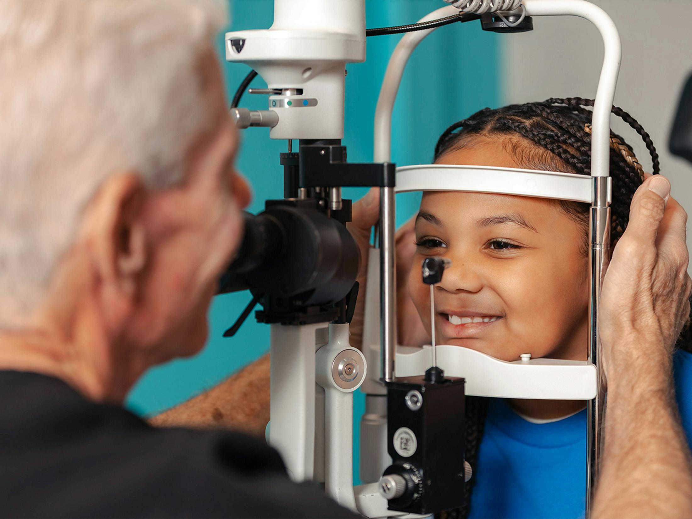 Child getting an eye exam