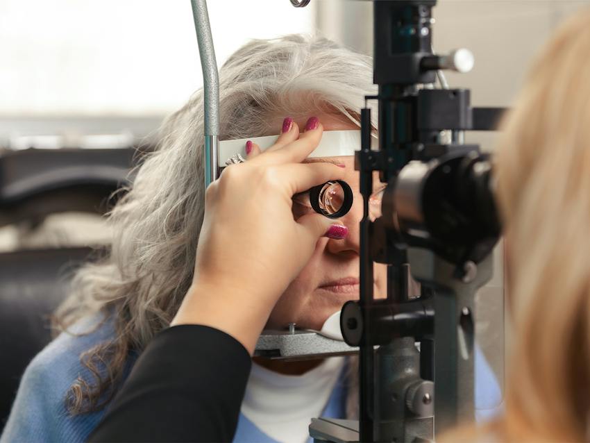 Woman getting her eye's checked