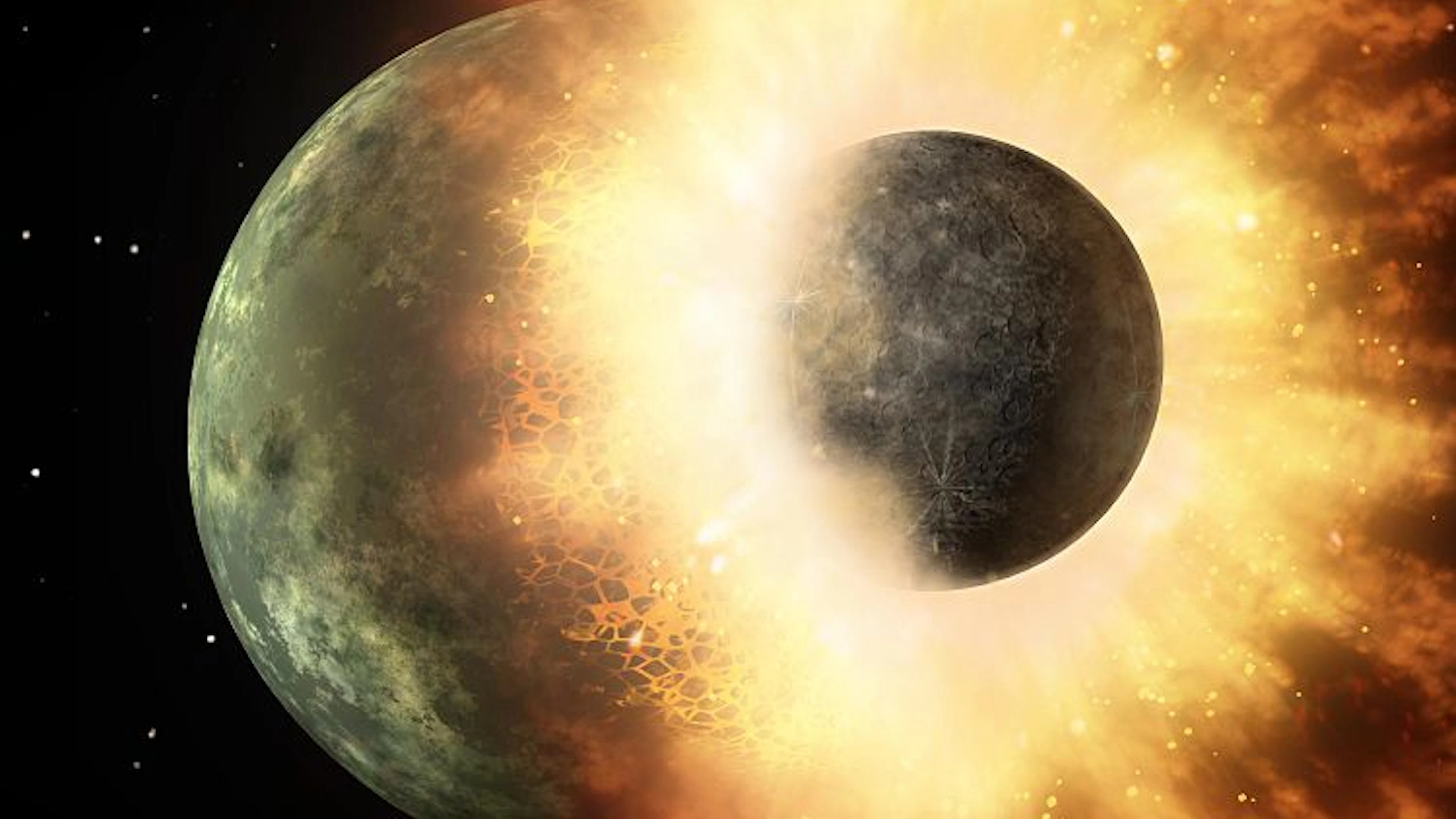 Planetaire botsing waaruit maan voortkwam maakte leven op aarde mogelijk