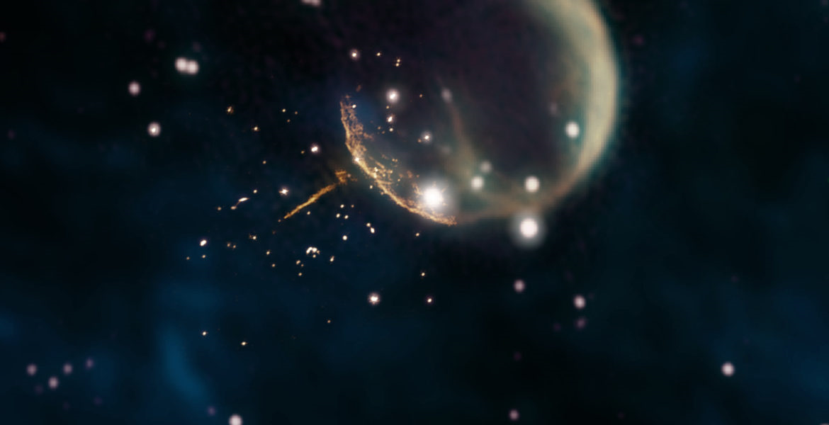 Pulsar racet als kanonskogel door het heelal