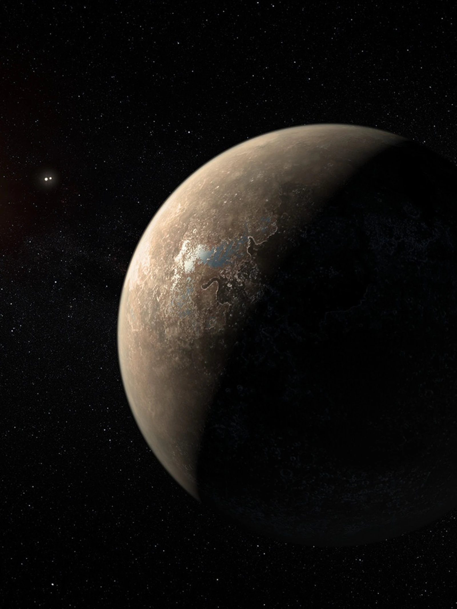 Proxima Centauri b (artistieke impressie ESO/M. Kornmesser) Proxima Centauri b (artistieke impressie ESO/M. Kornmesser)
