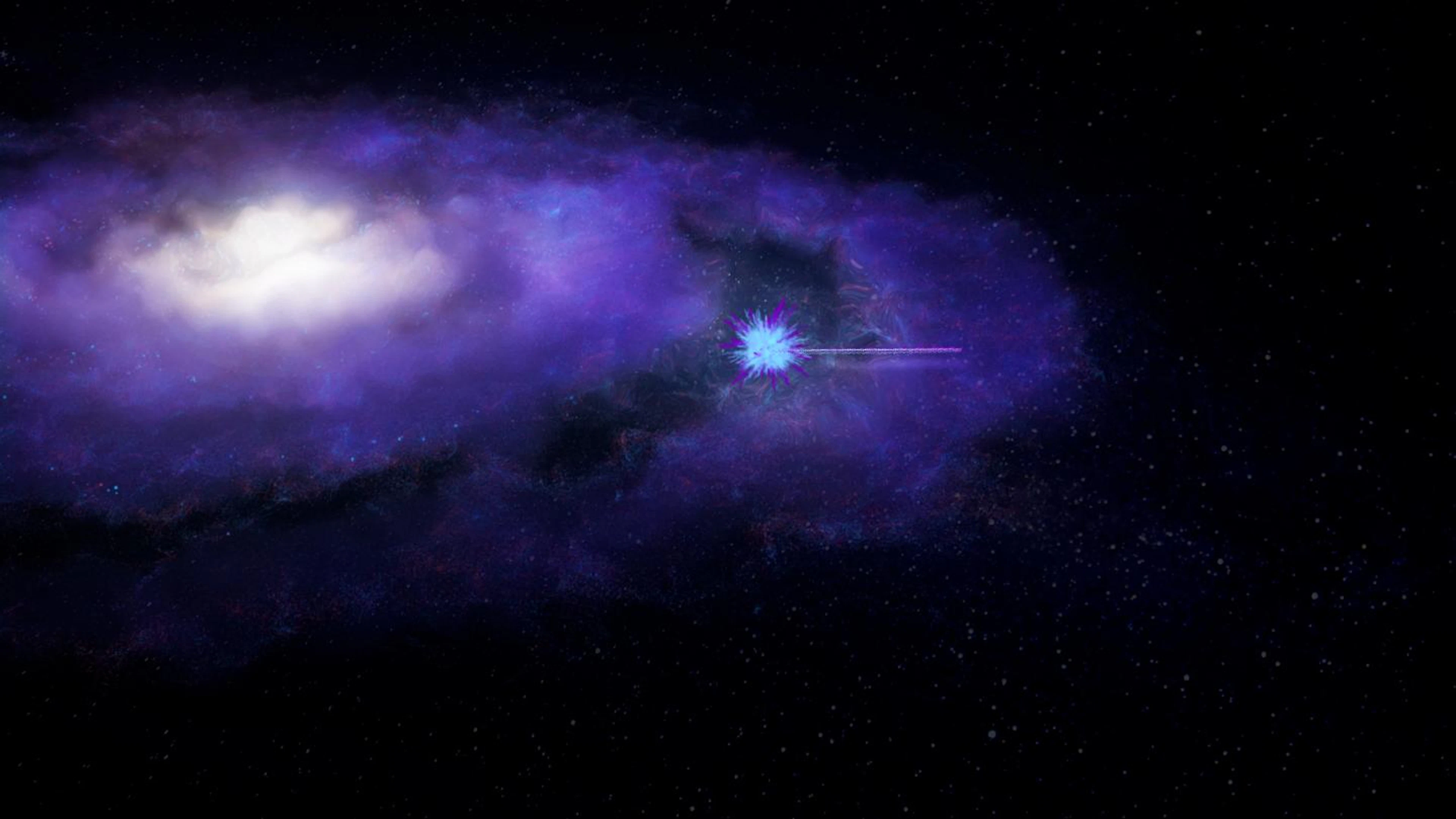Kosmische ‘zaklamp’ spoort raadselachtige materie op