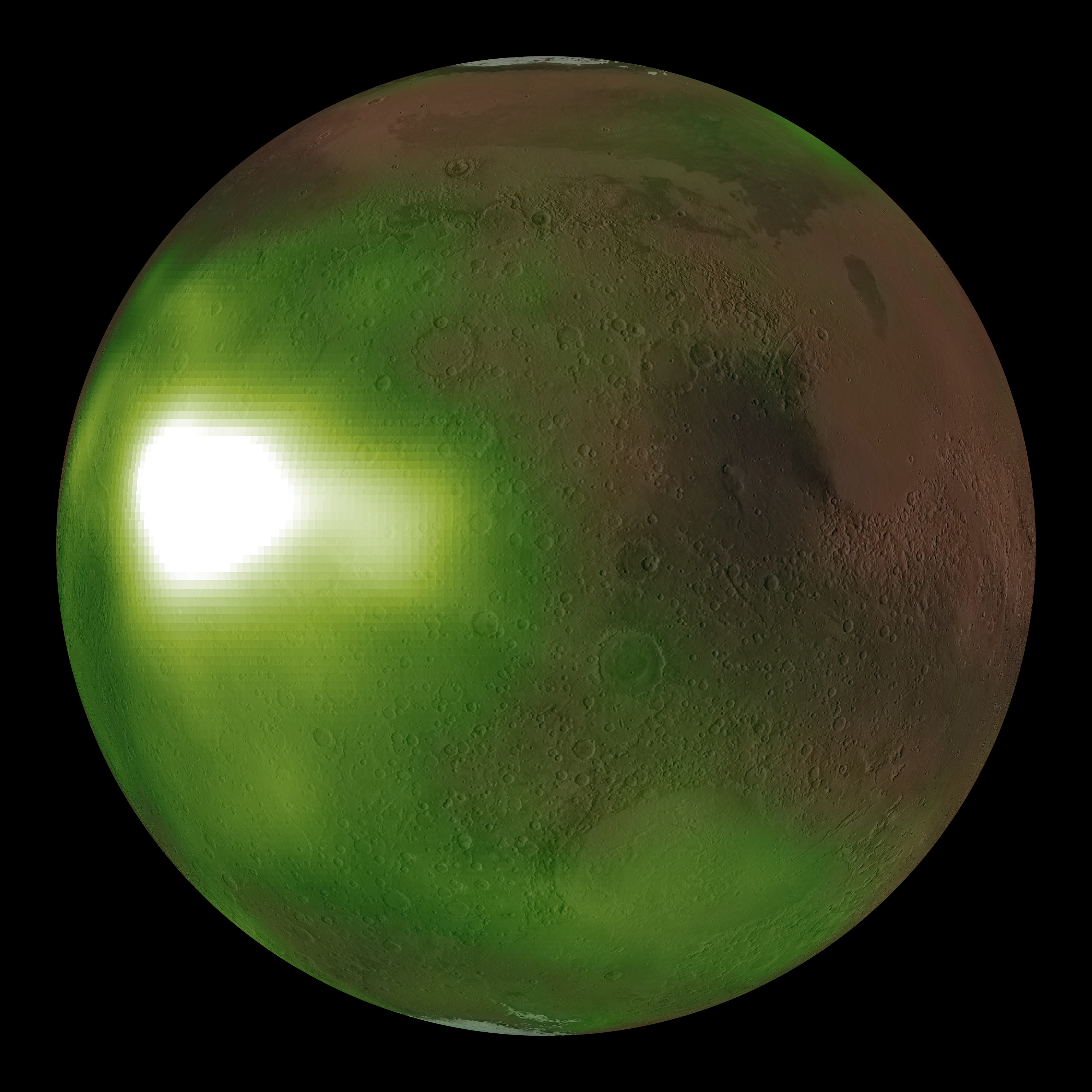 Mars slaapt met het uv-licht aan