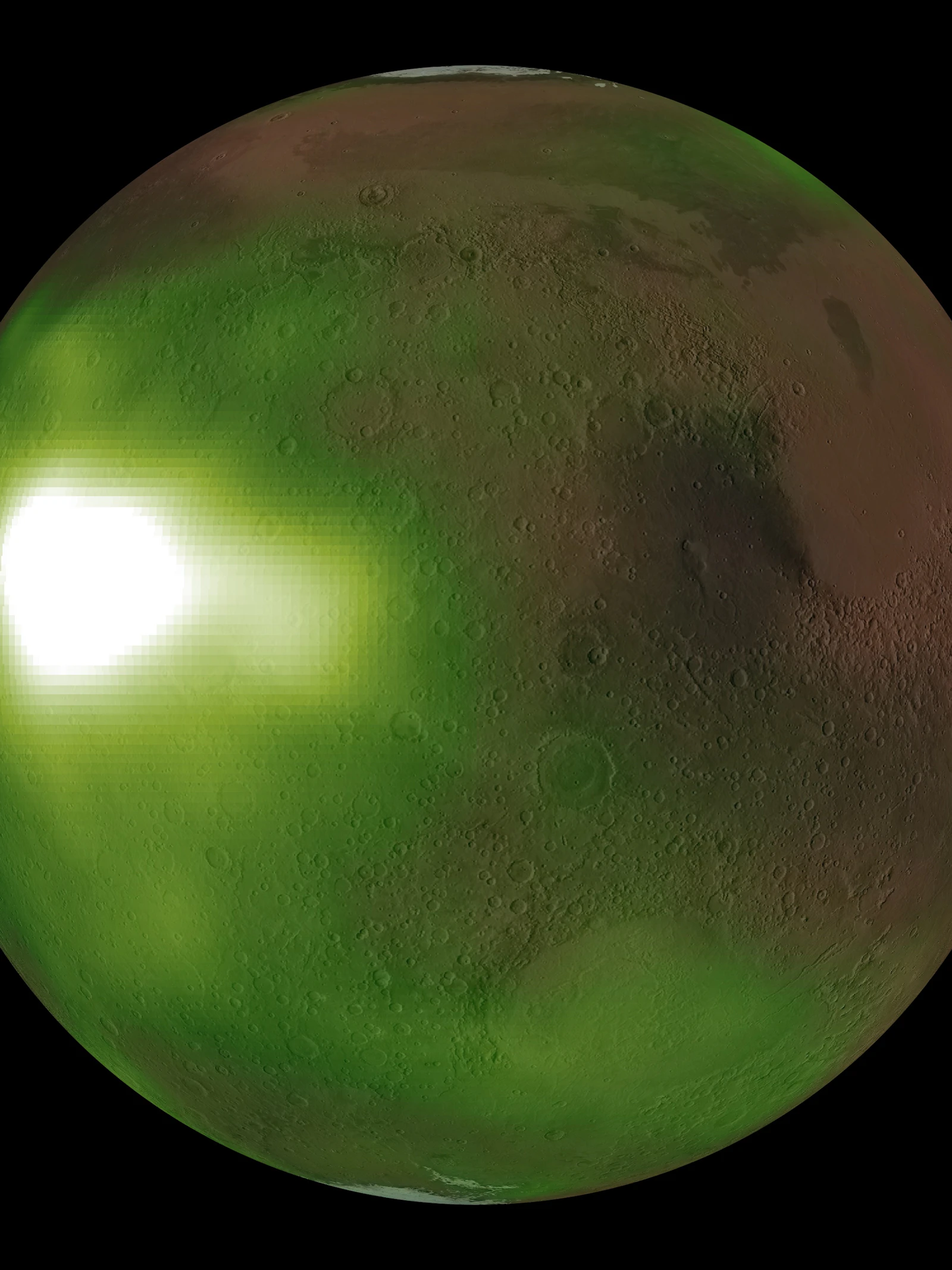 Mars slaapt met het uv-licht aan