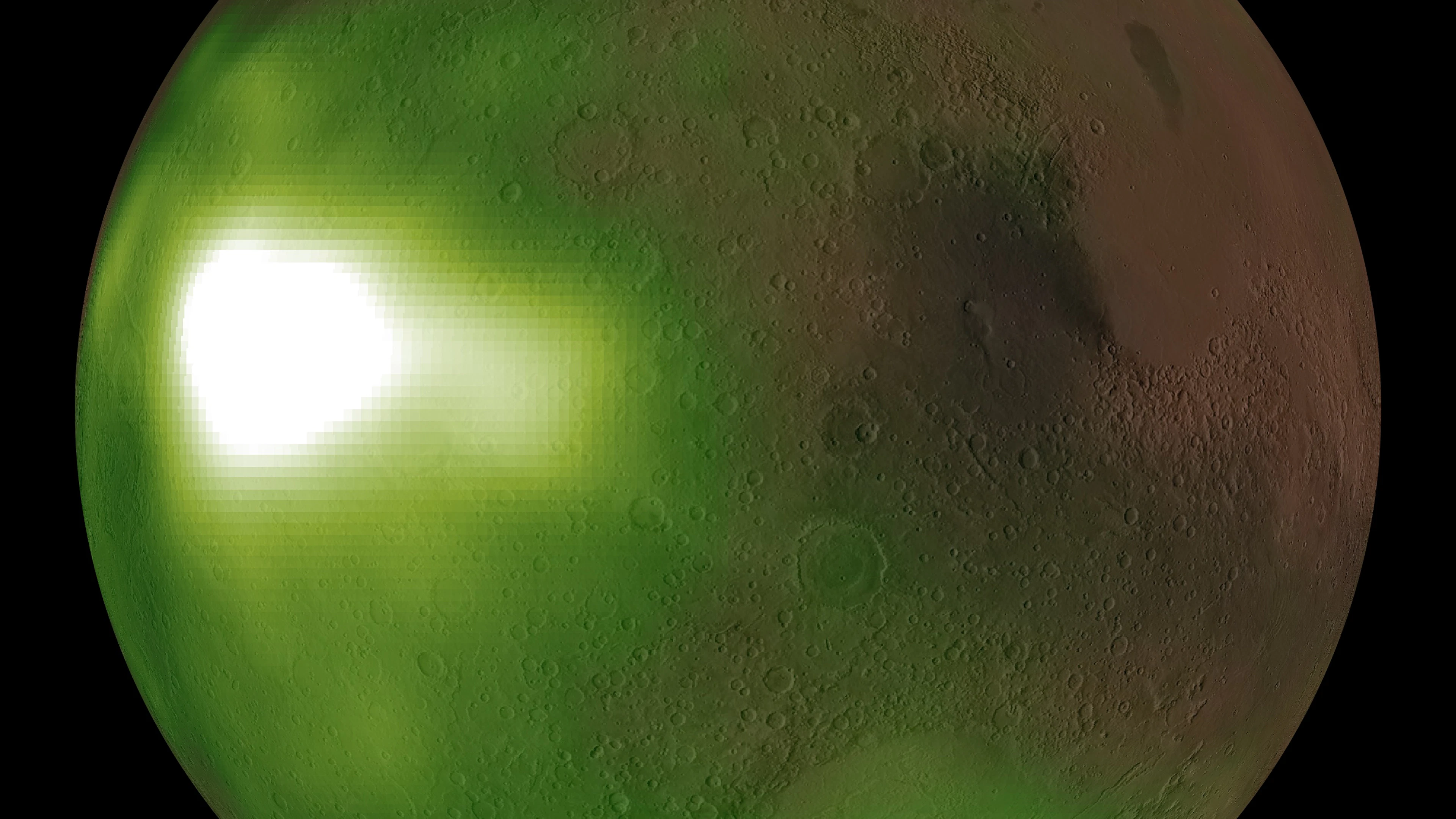 Mars slaapt met het uv-licht aan