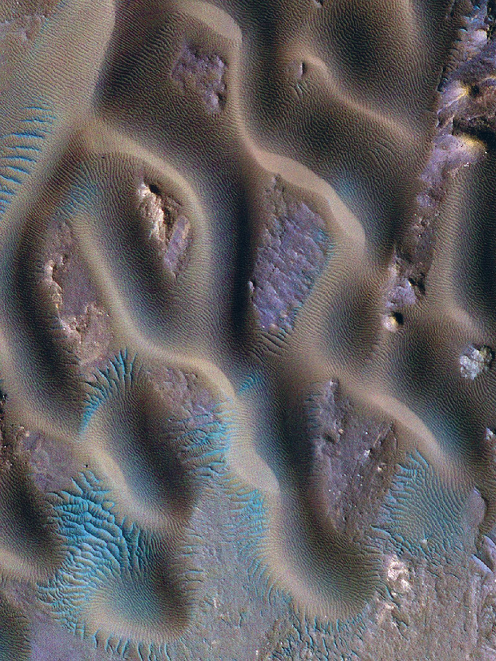 Blauwe duinen op de Rode Planeet
