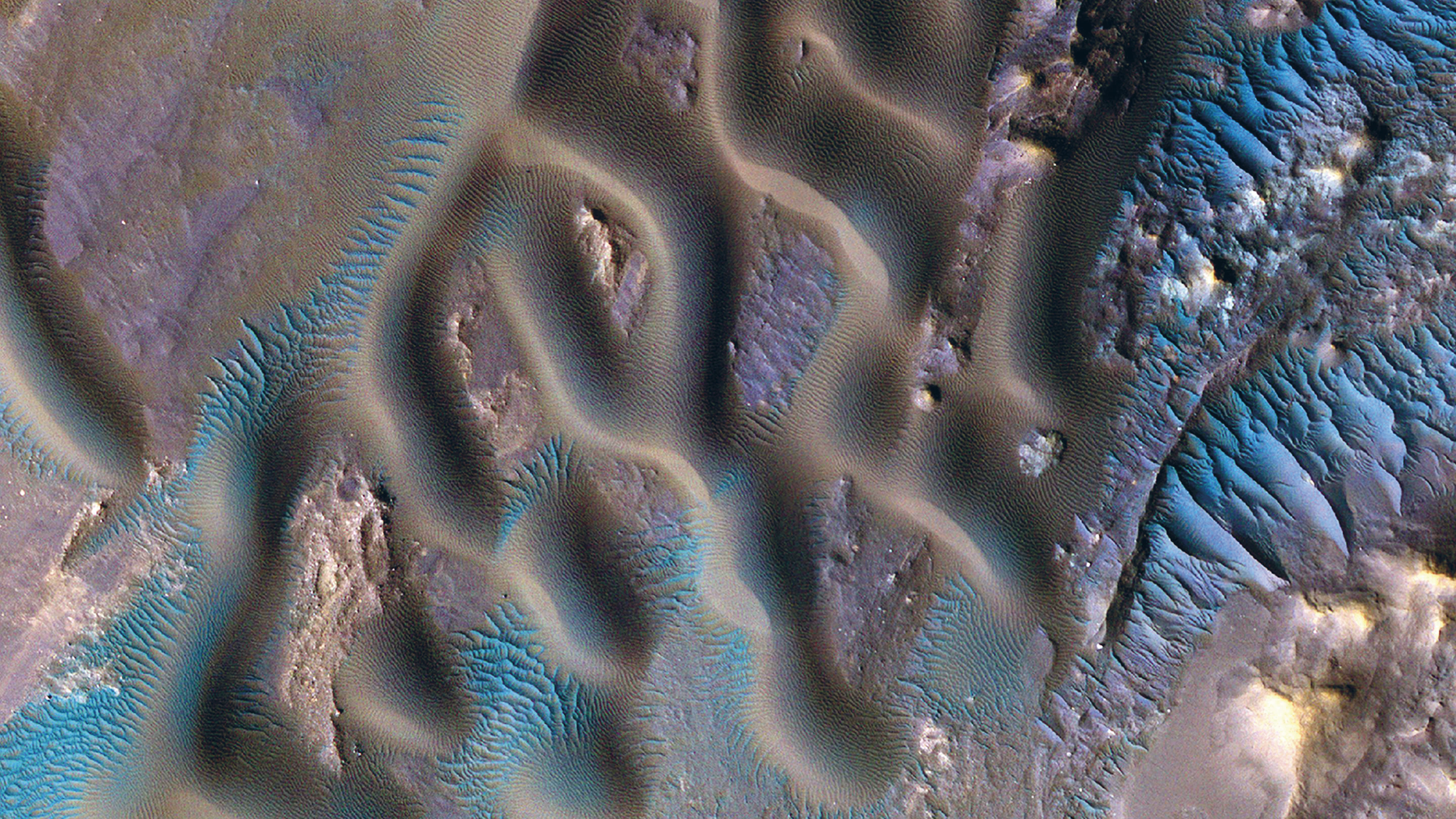 Blauwe duinen op de Rode Planeet