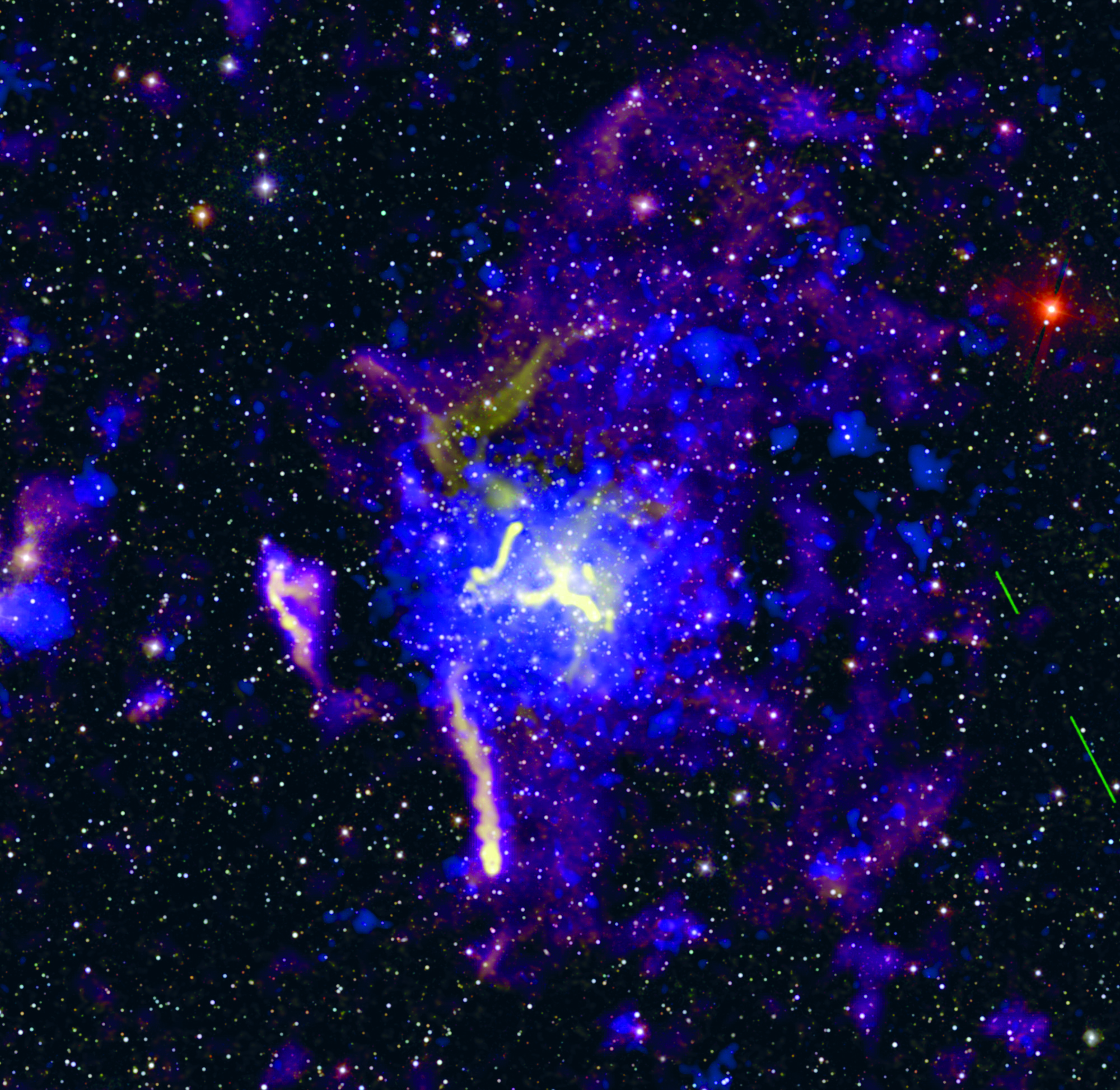 Cluster Abell 2255 is een chaotische, heldere radiozender