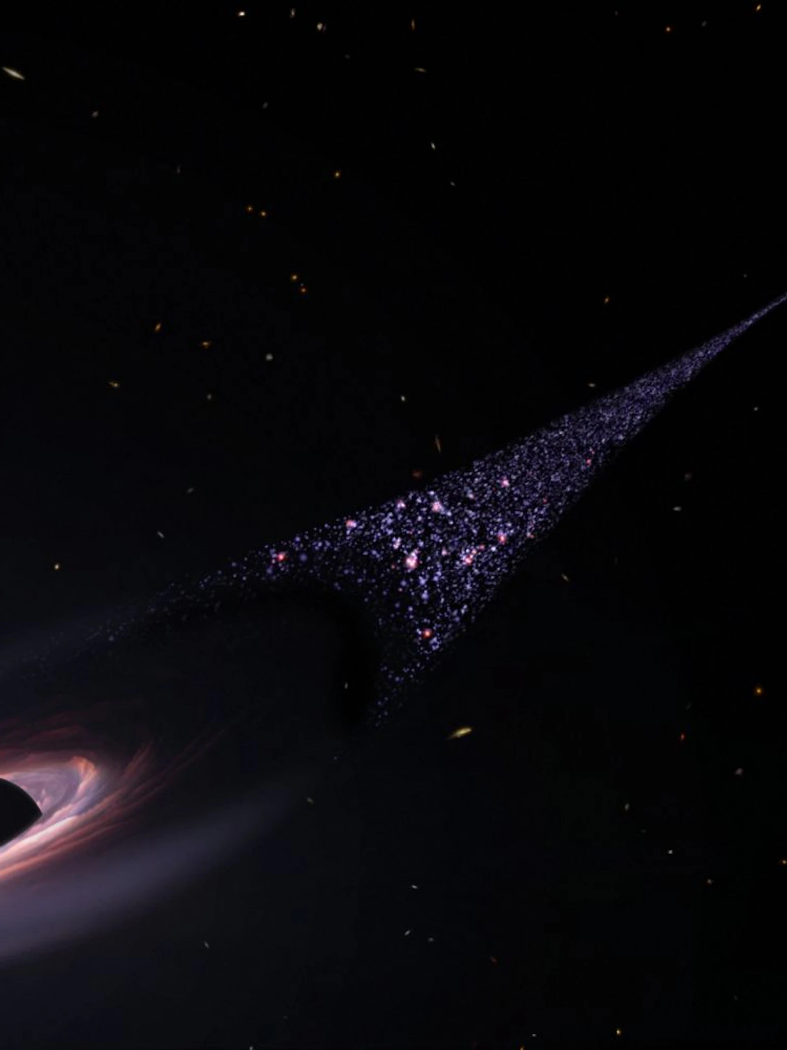 Ergens door de intergalactische ruimte raast een supermassief zwart gat