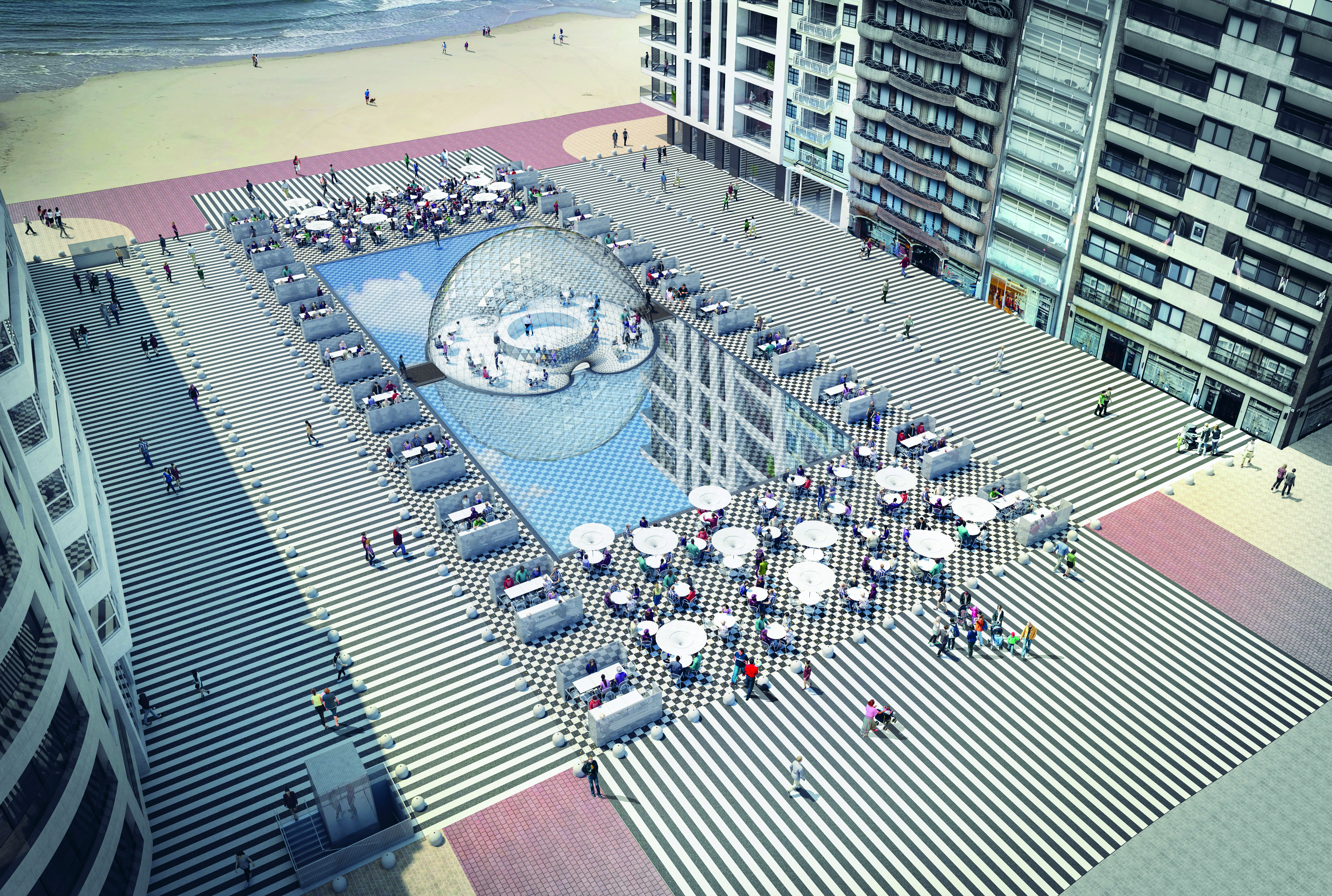 Mat(h)uvu: plein met bijzondere geometrische ‘bol’ heropent in Knokke