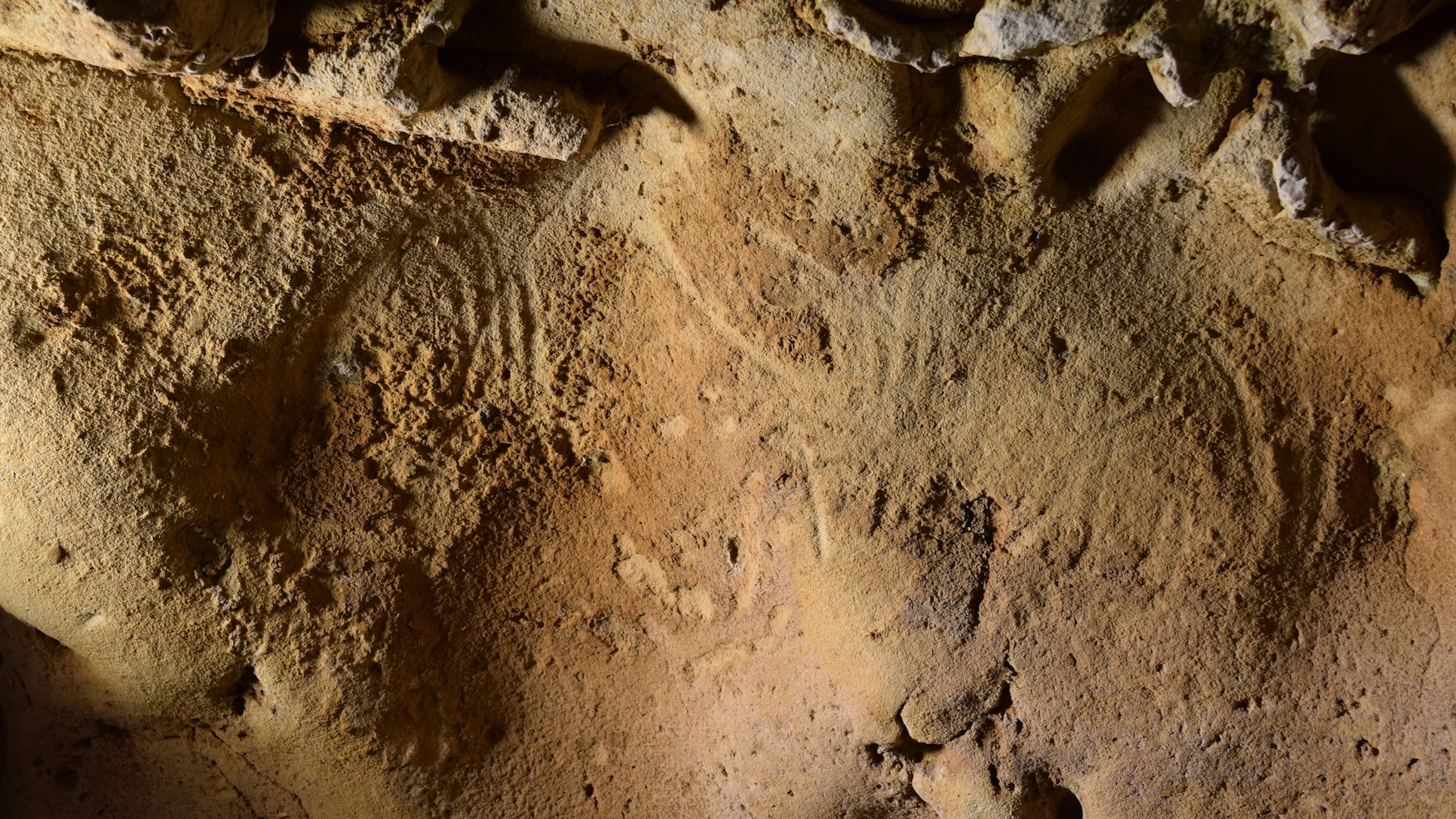 Abstracte gravures in Franse grot zijn gemaakt door neanderthalers