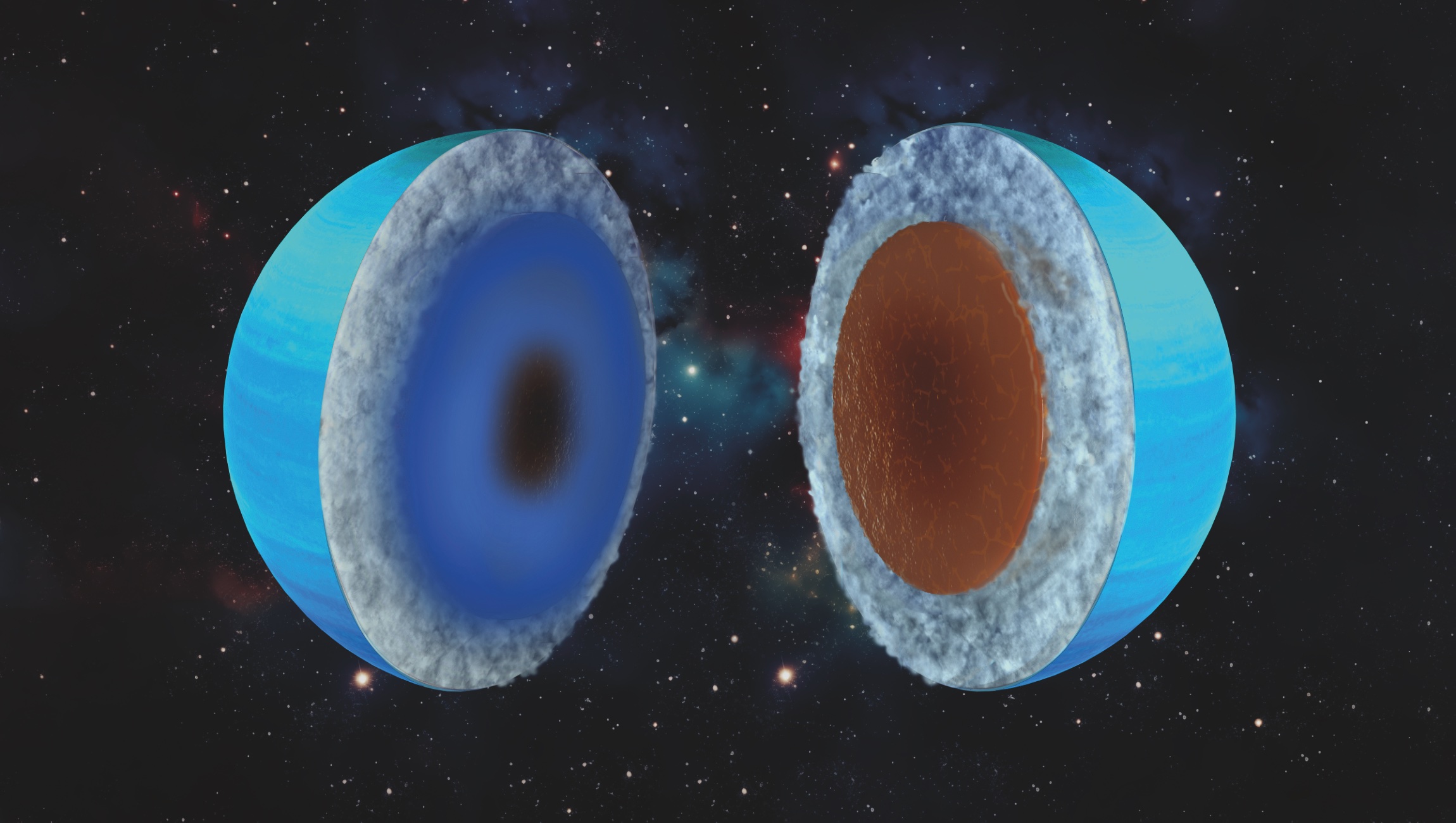 Uranus en Neptunus: toch geen ijsreuzen?