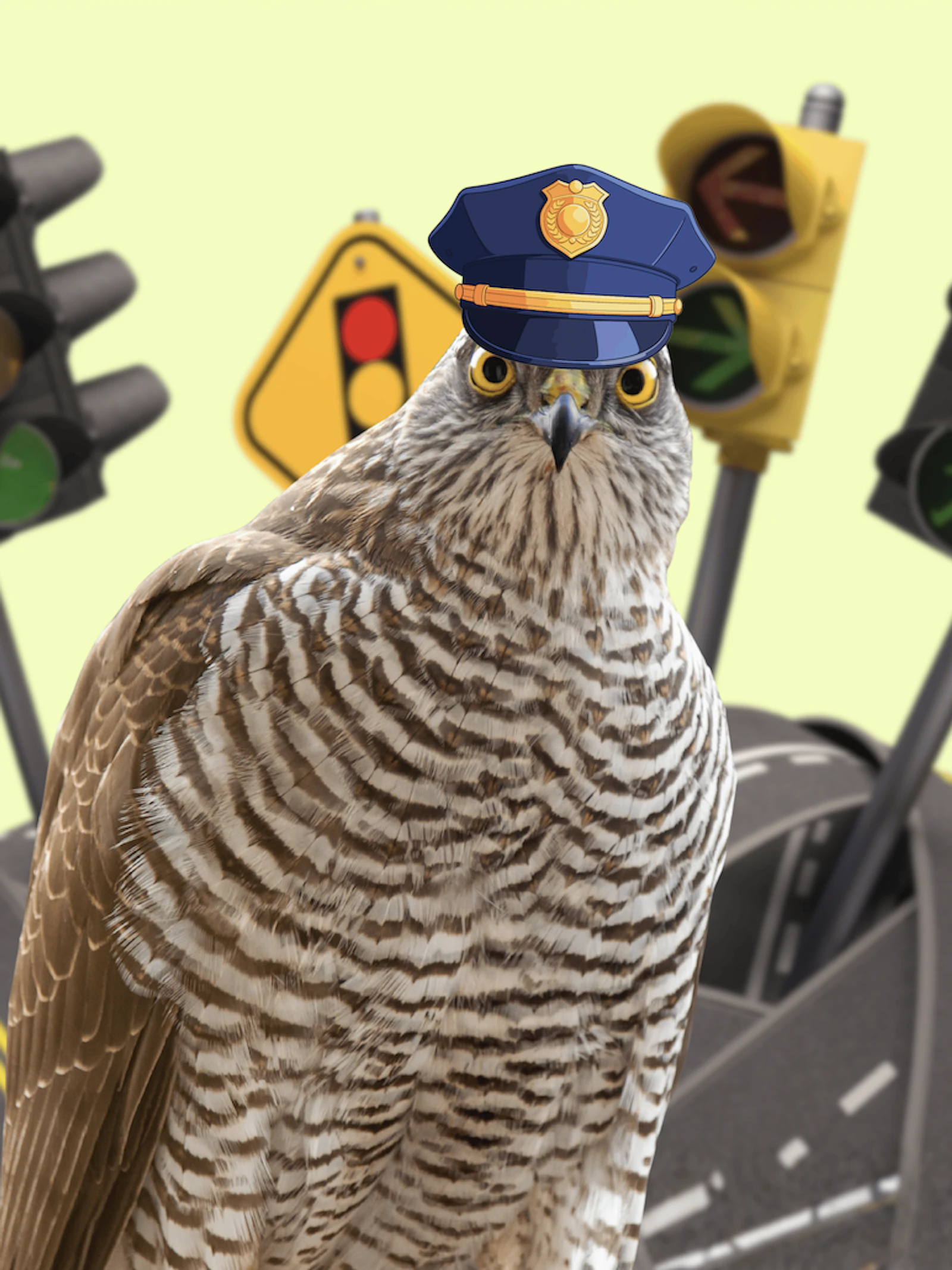 Deze vogel houdt zich aan de verkeersregels