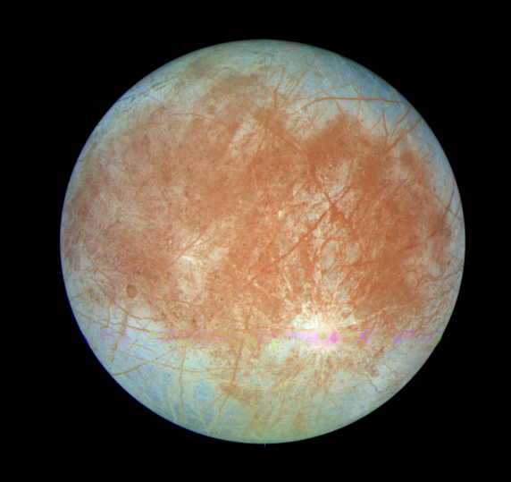 Europa, ijsmaan van Jupiter (Credit: Kevin Gill from Los Angeles)