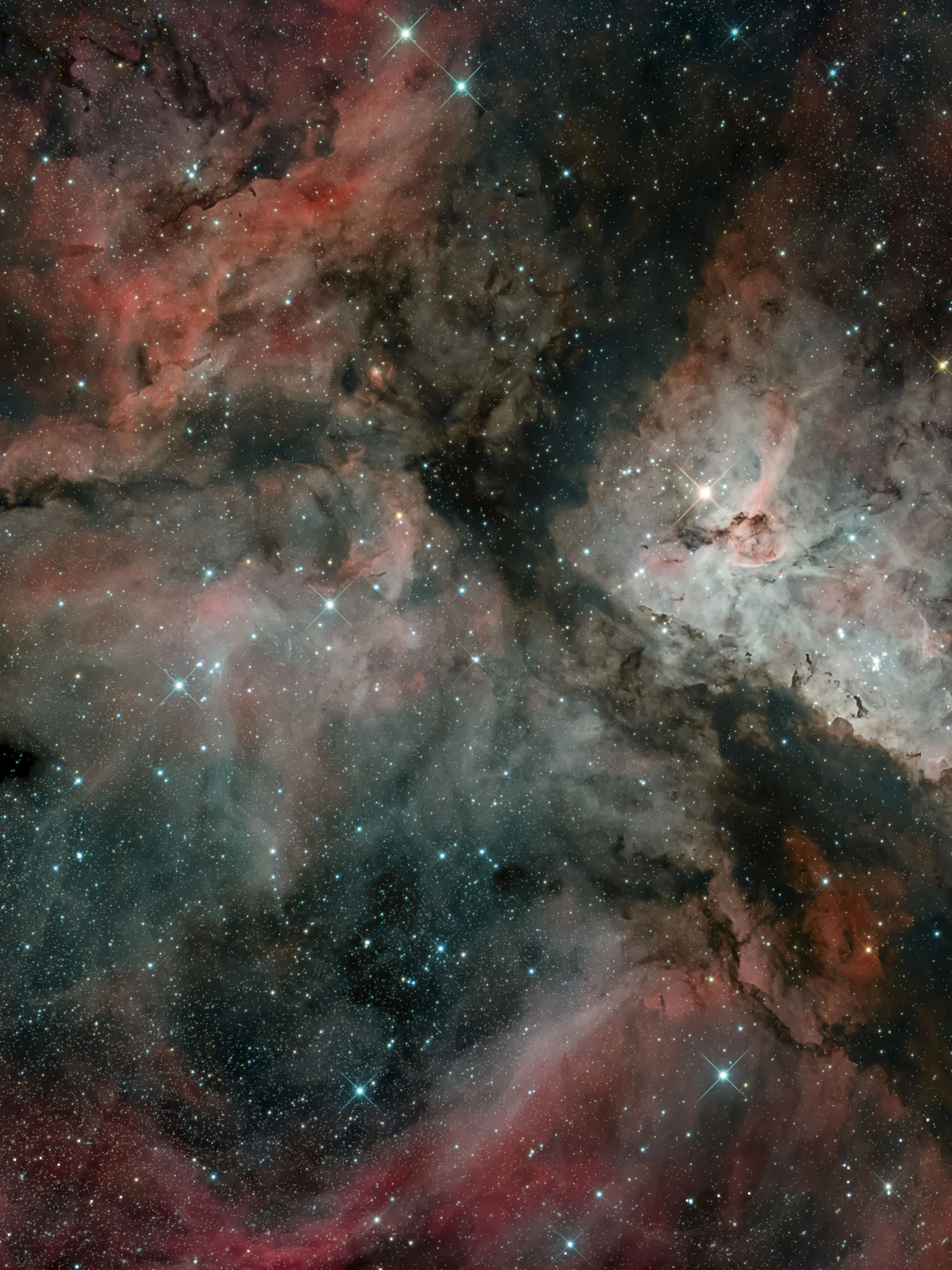 Overweldigende schoonheid, deze Carinanevel. Het beeld werd gemaakt door Jan Scheers van de WG Astrofotografie.
