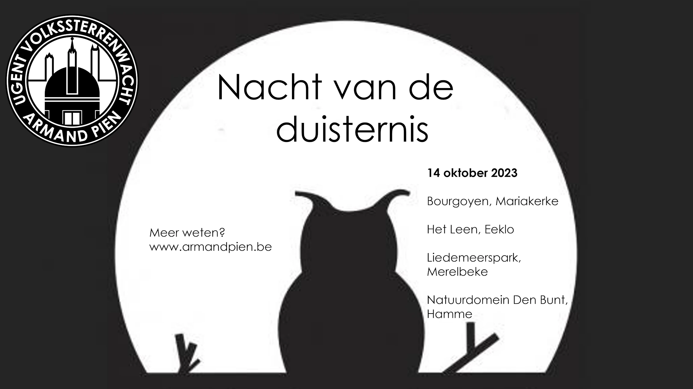 Ook in Mariakerke (Gent), Merelbeke en in Hamme staat de sterrenwacht paraat voor de Nacht van de Duisternis!