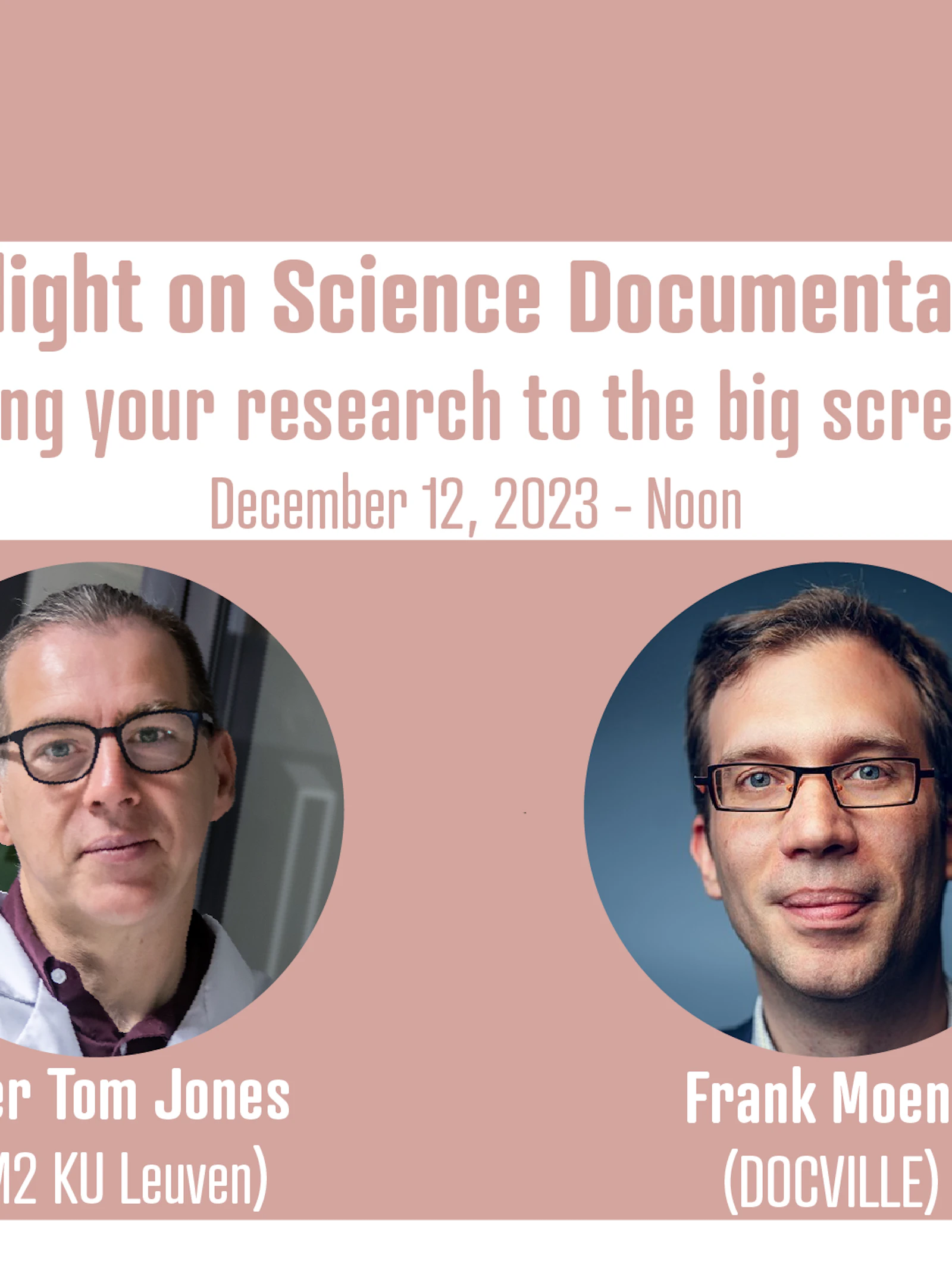 SciComm Academy Lunch talk: Spotlight on Science Documentaries - Bring your research to the big screen