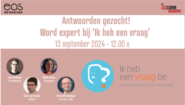 SciComm Academy Lunch talk: Antwoorden gezocht! Word expert bij 'Ik heb een vraag’