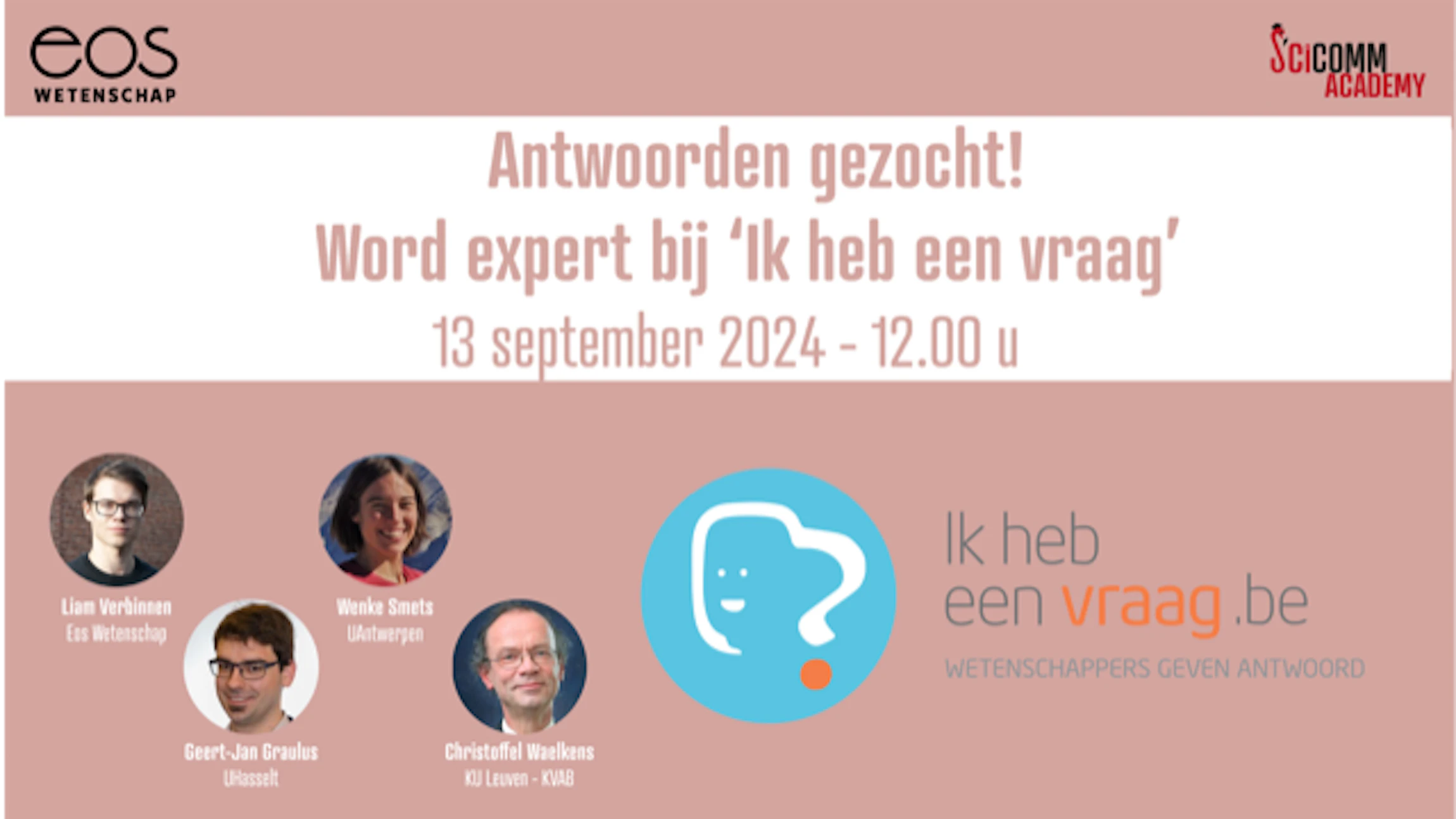 SciComm Academy Lunch talk: Antwoorden gezocht! Word expert bij 'Ik heb een vraag’