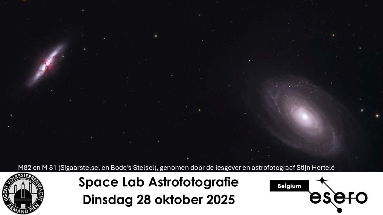 Lesgever en astrofotograaf Stijn Hertelé maakte dit prachtige beeld van M 81 en M 82. Iets voor jouw tiener?