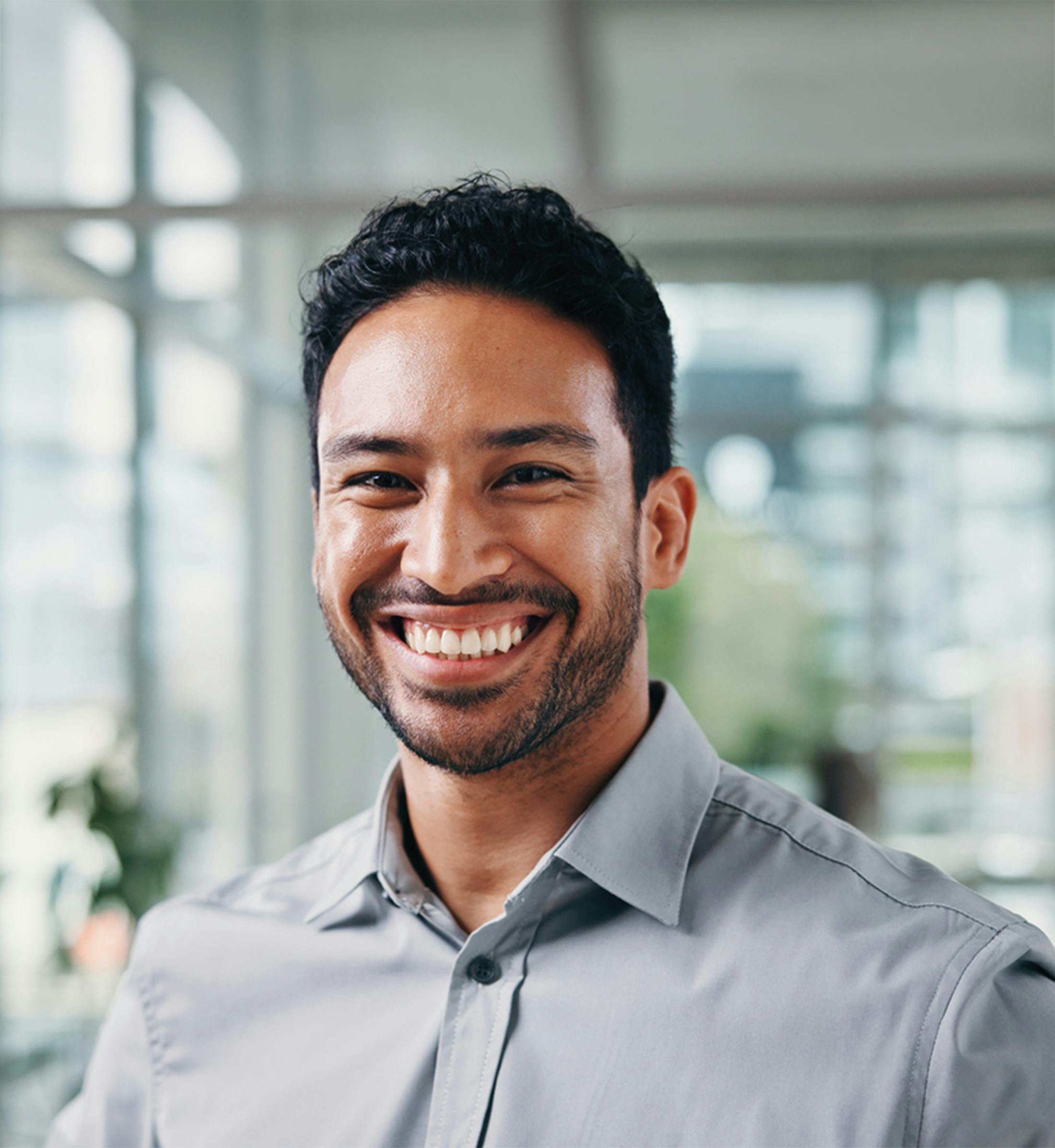 man grinning