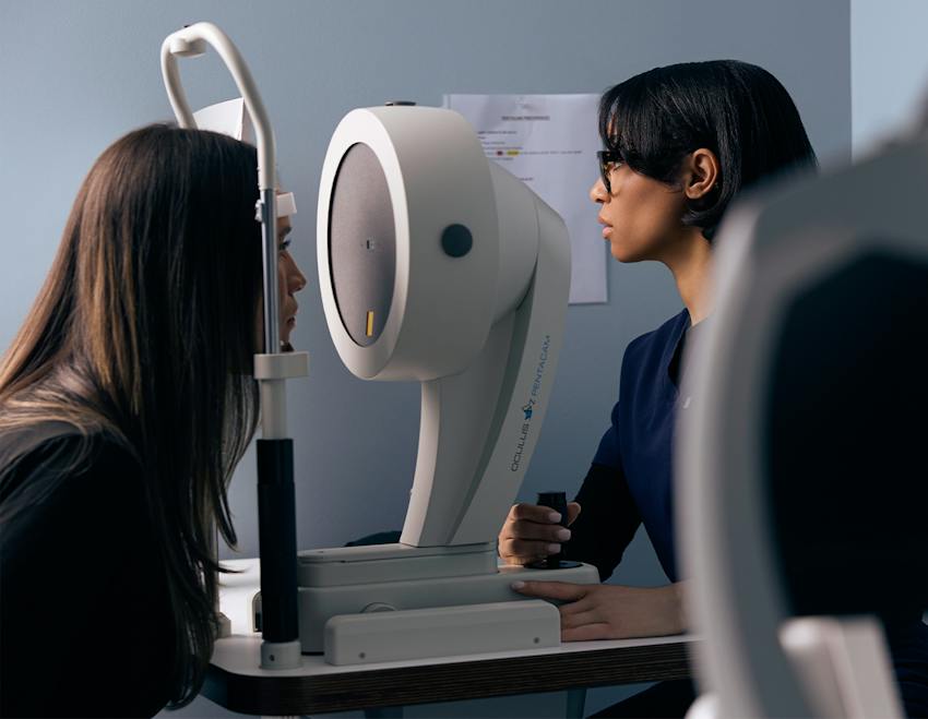 woman getting eye exam