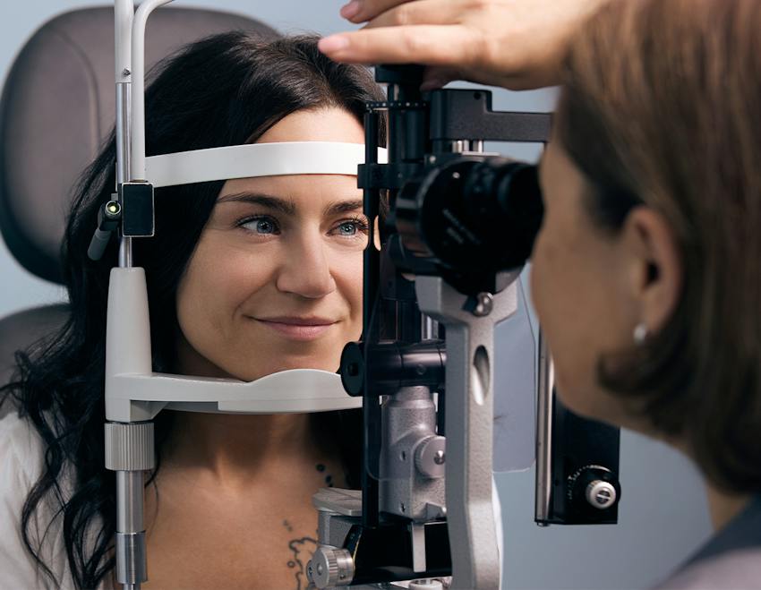 woman getting her eyes checked
