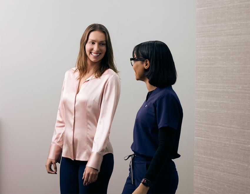 Woman and doctor talking