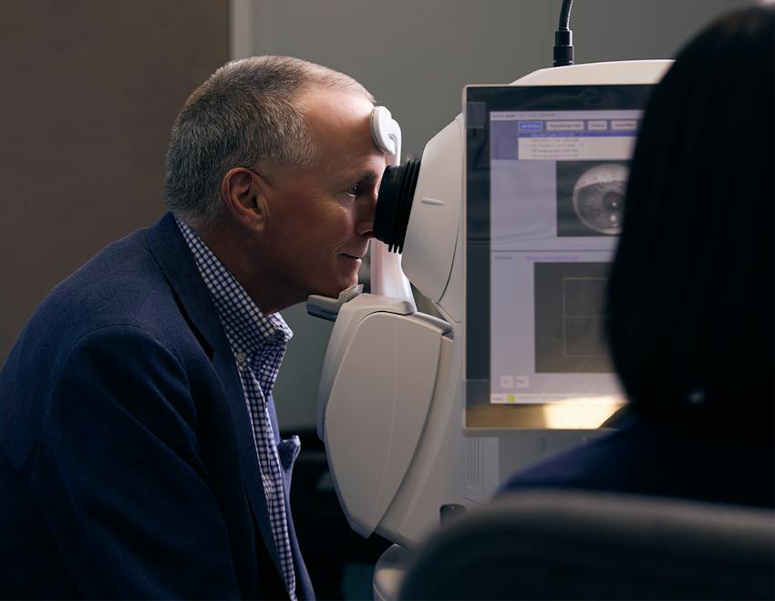 man getting his eyes tested