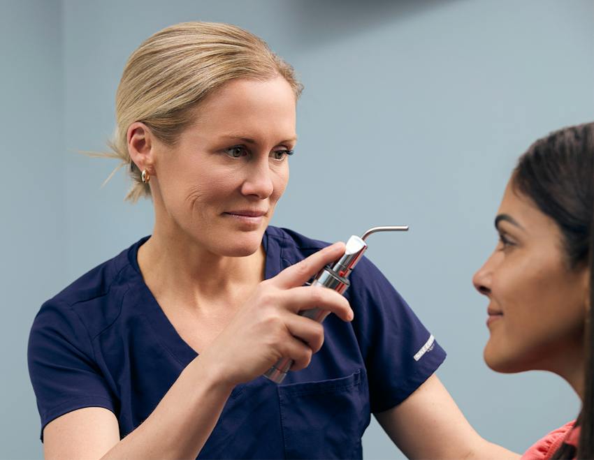 eye doctor with a patient