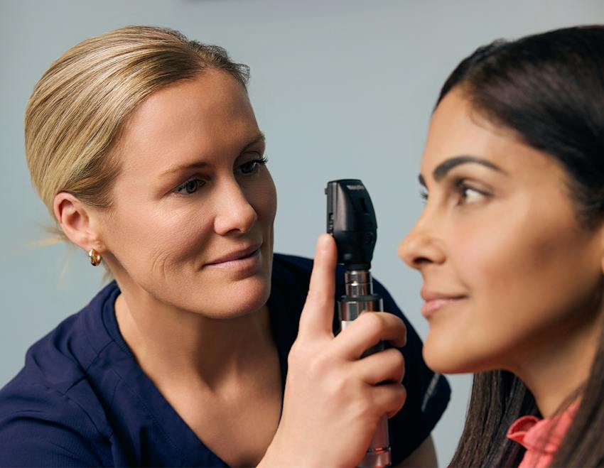 doctor examining a patient's eye