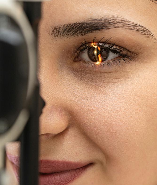 woman getting eye exam