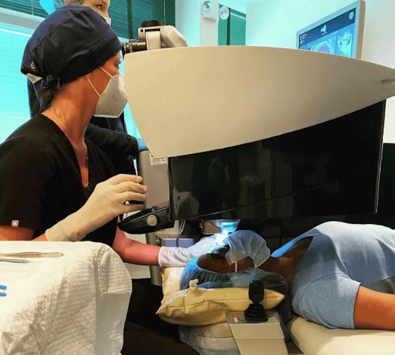 person undergoing laser eye surgery